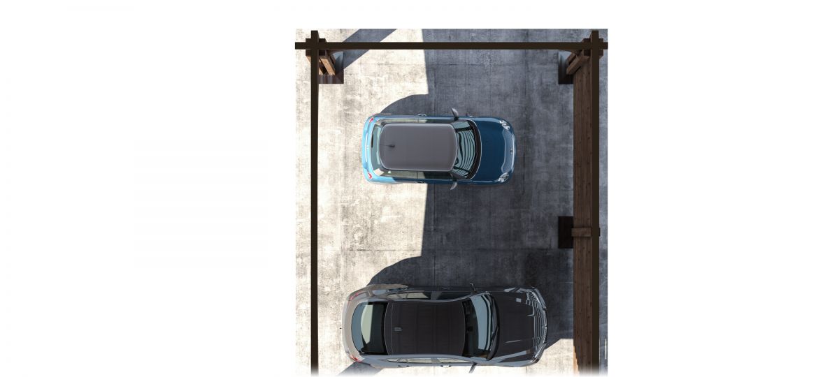 План навеса для автомобилей 8x6 метров «Мелитта» из гнутоклееного бруса под ключ